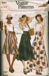 9141 VOGUE 1975 FLARE - SEMI CIRCLE - SKIRT 3 LENGTHS PATTERN  24" and 25" WAIST